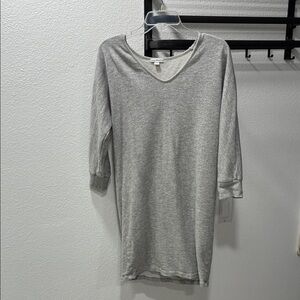 Light Gray V-Neck Sweater Dress